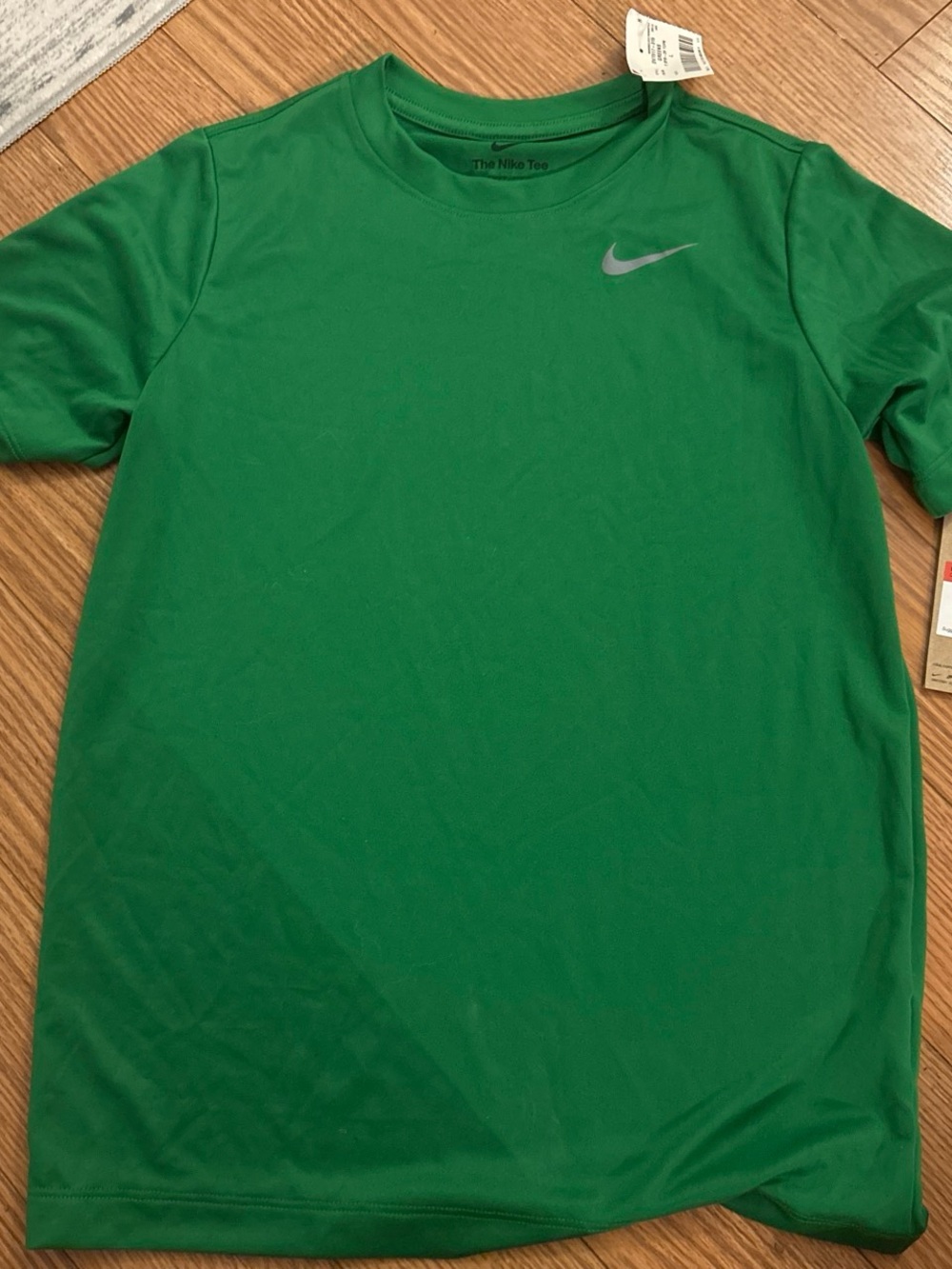 Nike Kids Green Training Tee with Silver Swoosh